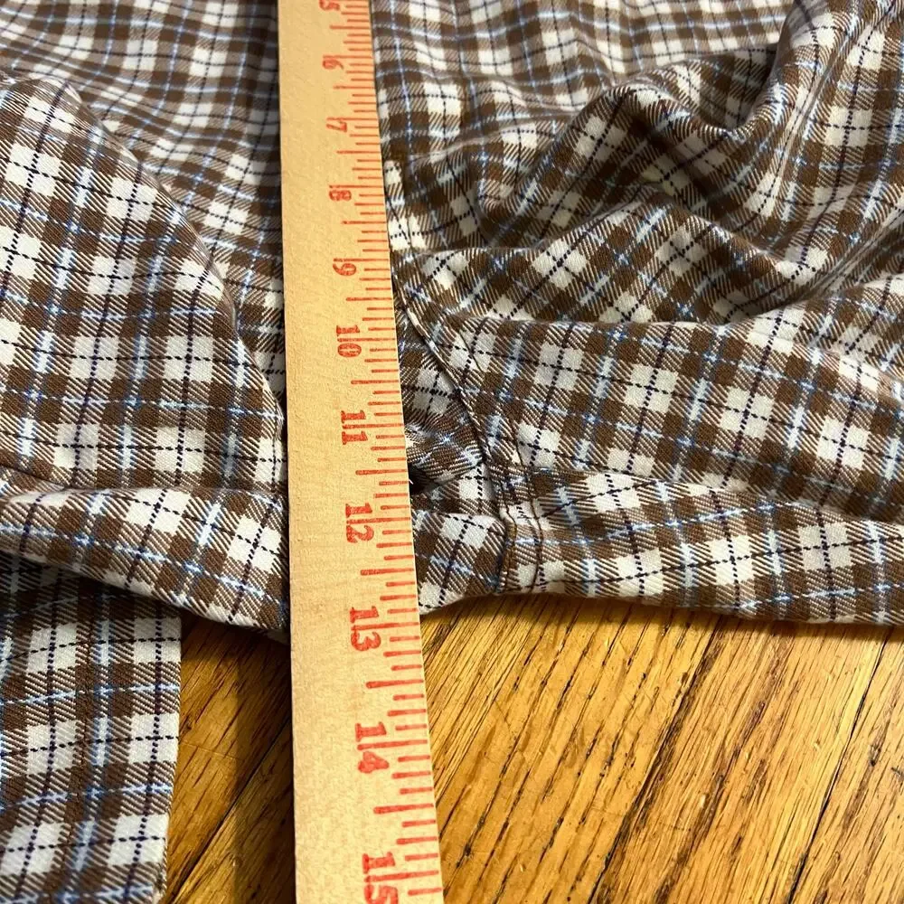 Brandy Melville Pants Women One Size Brown Straight Plaid 25x29.5 High Rise